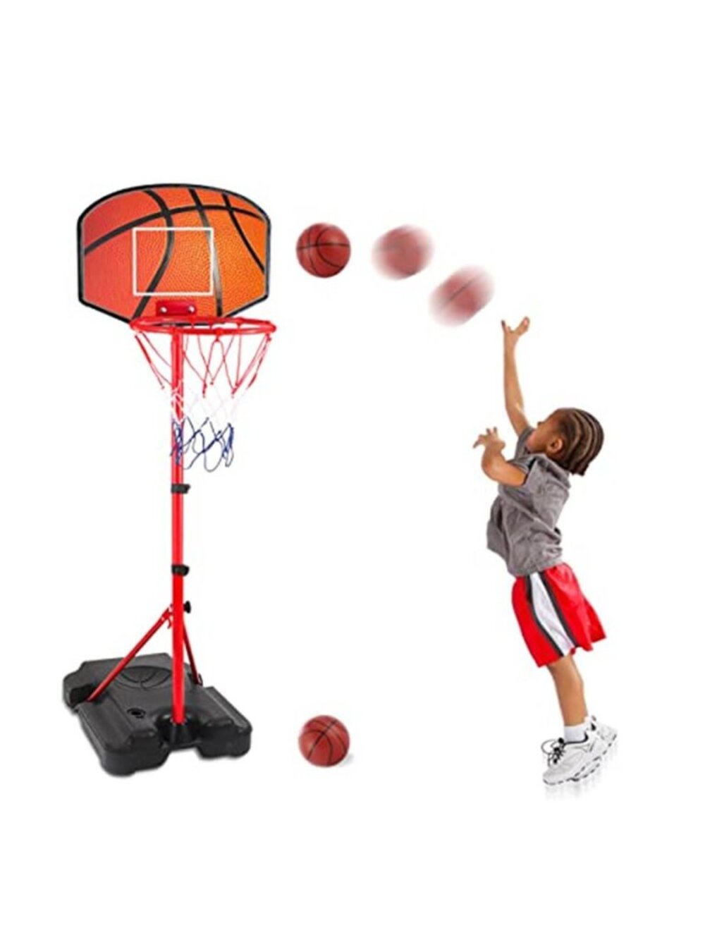 Kids Basketball Hoop for 1 2 3 4 5 6 Year Old Stand Adjustable Height 3.5ft-5.3f